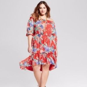 Ava & Viv Red Floral Off The Shoulder Dress